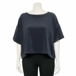 Plus Size FLX Boxy Terry Cloth Top Plum Sherry