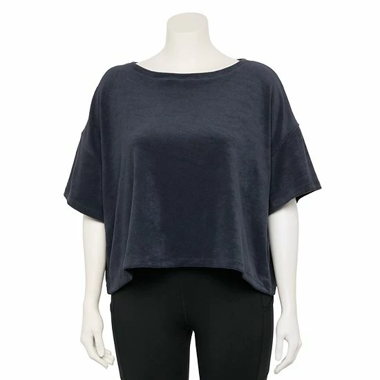 Plus Size FLX Boxy Terry Cloth Top Plum Sherry - Image 3
