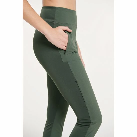 Women's FLX Mixed-Media High-Waisted Leggings With Zip Pockets Midnight Flood - Image 3