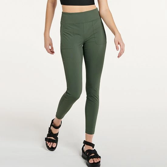 Women's FLX Mixed-Media High-Waisted Leggings With Zip Pockets Midnight Flood - Image 4