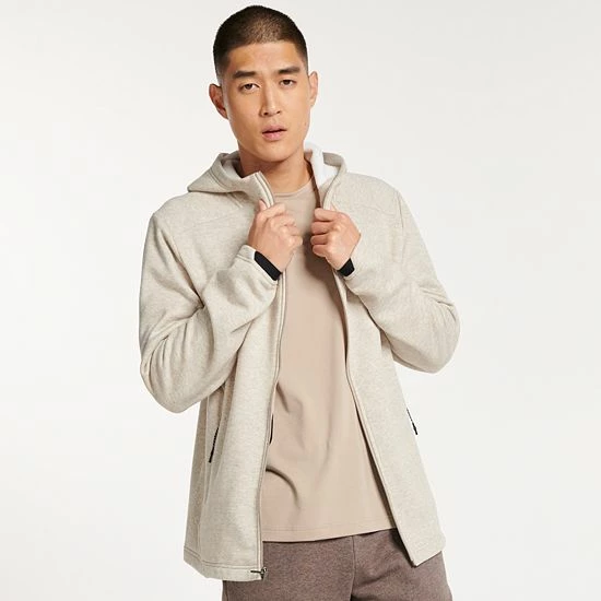 Men's FLX Comfort Fleece Full-Zip Hoodie Light Fudge Heather - Image 3