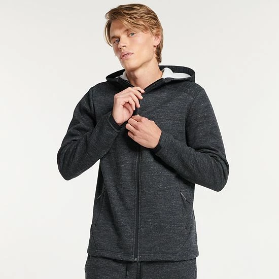 Men's FLX Comfort Fleece Full-Zip Hoodie Light Fudge Heather - Image 8