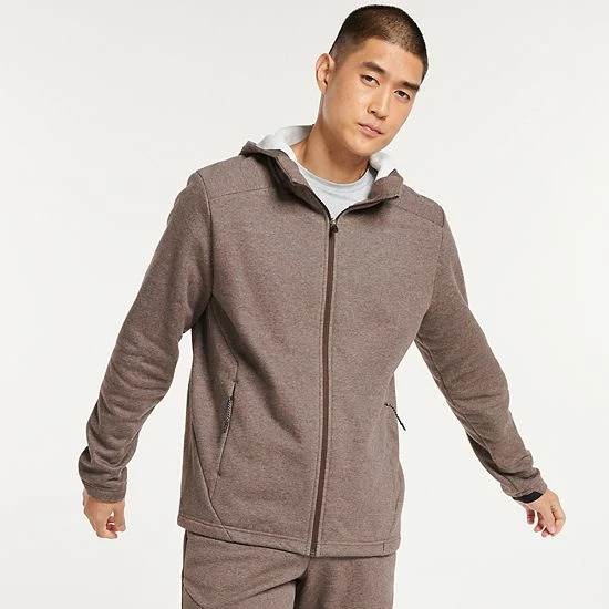 Men's FLX Comfort Fleece Full-Zip Hoodie Light Fudge Heather - Image 11