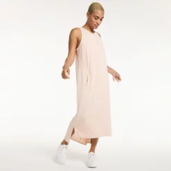 Women's FLX Front-Zipper Racerback Midi Dress Leisure Beige
