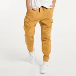 Men's FLX Comfort Fleece Cargo Joggers Black Steam Heather