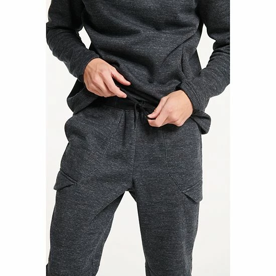 Men's FLX Comfort Fleece Cargo Joggers Black Steam Heather - Image 2