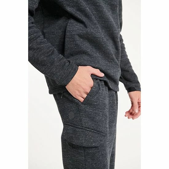 Men's FLX Comfort Fleece Cargo Joggers Black Steam Heather - Image 3