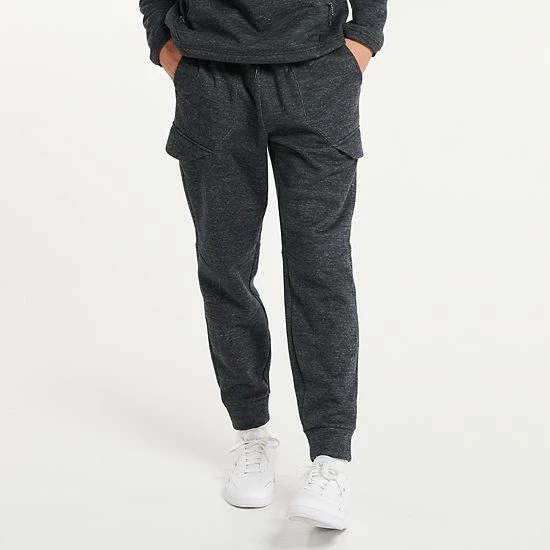 Men's FLX Comfort Fleece Cargo Joggers Black Steam Heather - Image 8