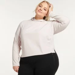 Plus Size FLX Side Slit Lightweight Hoodie Chaz Gray