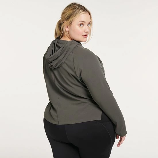 Plus Size FLX Side Slit Lightweight Hoodie Chaz Gray - Image 2