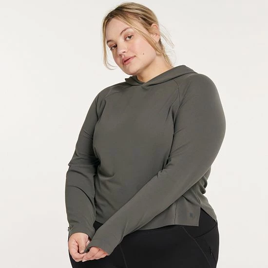 Plus Size FLX Side Slit Lightweight Hoodie Chaz Gray - Image 3