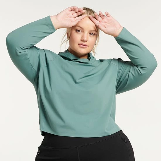 Plus Size FLX Side Slit Lightweight Hoodie Chaz Gray - Image 6