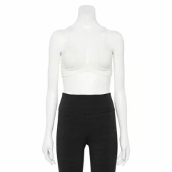 FLX Affirmation Low-Impact Plunge Sports Bra Ivory Silk