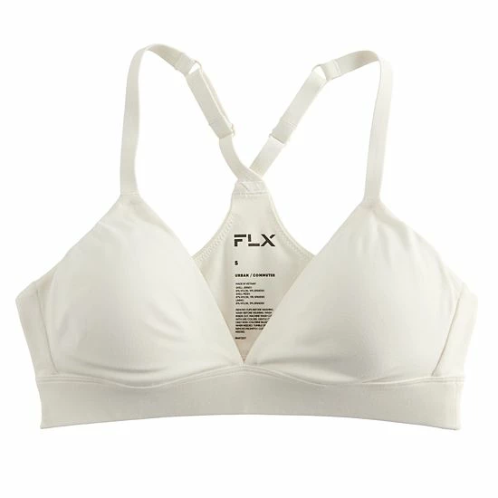 FLX Affirmation Low-Impact Plunge Sports Bra Ivory Silk - Image 3