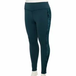 Plus Size FLX Affirmation Velvet Panel High-Waisted Leggings Midnight Flood