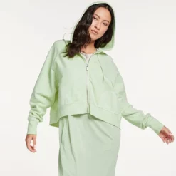 Women's FLX Embrace Fleece Boxy Zip-Up Hoodie Sand Trap