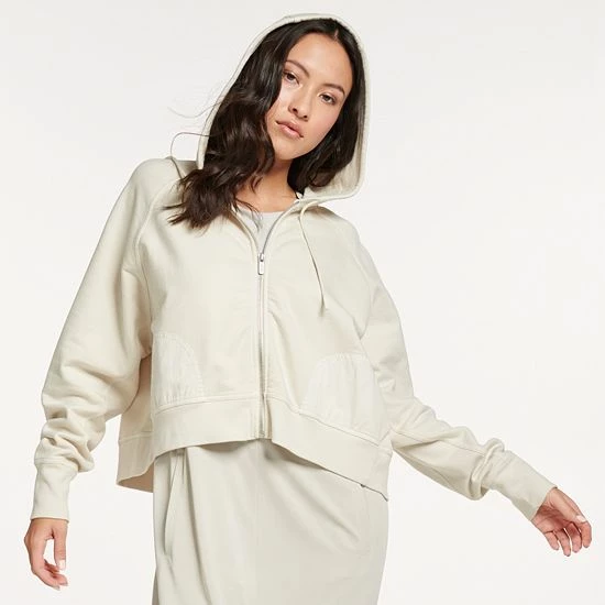 Women's FLX Embrace Fleece Boxy Zip-Up Hoodie Sand Trap - Image 4