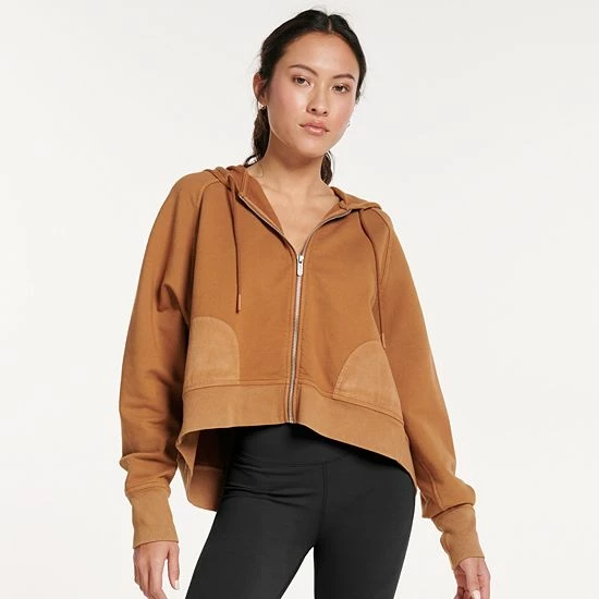 Women's FLX Embrace Fleece Boxy Zip-Up Hoodie Sand Trap - Image 5