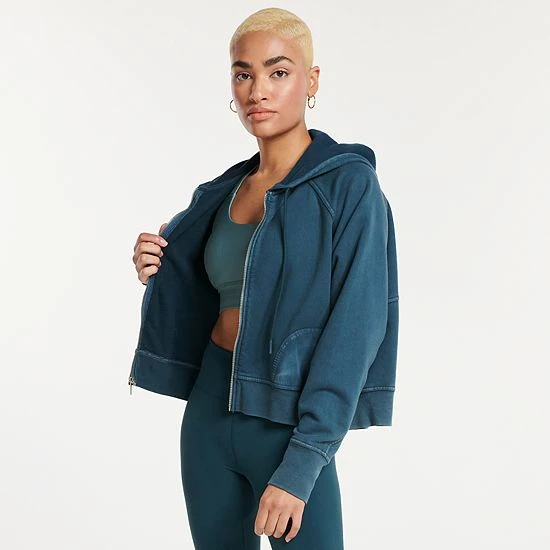 Women's FLX Embrace Fleece Boxy Zip-Up Hoodie Sand Trap - Image 6