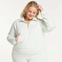 Plus Size FLX Embrace Quarter-Zip Sweatshirt Petalwood