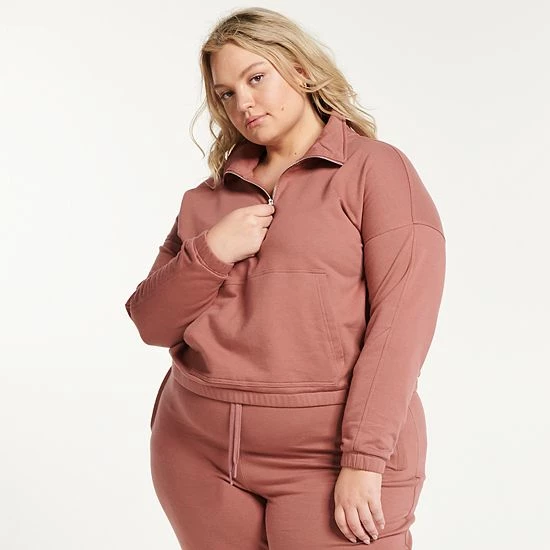 Plus Size FLX Embrace Quarter-Zip Sweatshirt Petalwood - Image 3