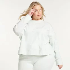 Plus Size FLX Embrace Side-Zip Crewneck Sweatshirt Midnight Flood