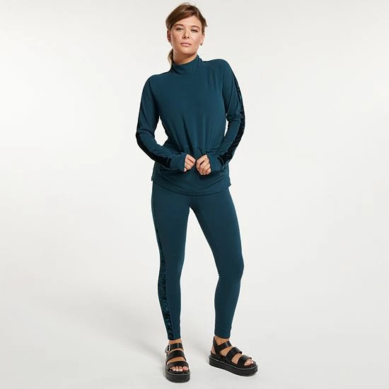 Women's FLX Affirmation Velvet Panel High-Waisted Leggings Midnight Flood - Image 3