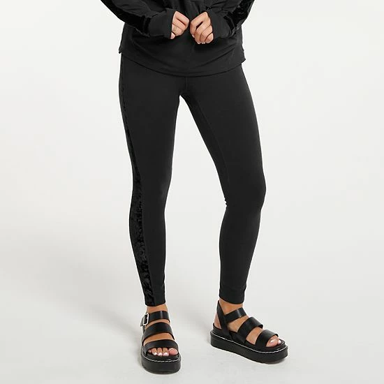 Women's FLX Affirmation Velvet Panel High-Waisted Leggings Midnight Flood - Image 5