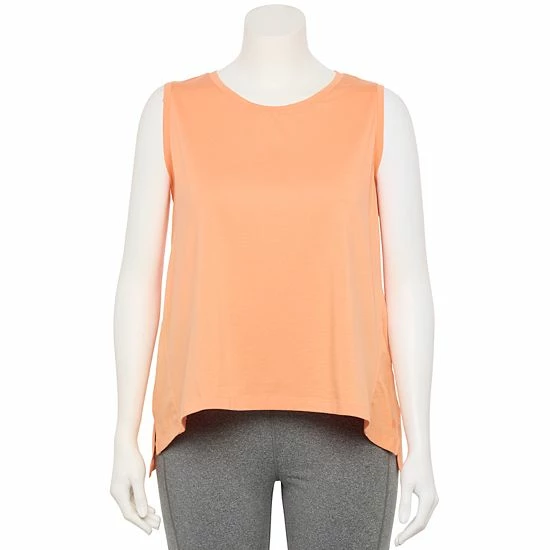 Plus Size FLX Core High-Low Tank Southern Peach - Image 3