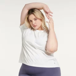 Plus Size FLX Harmony Front Seam Tee White
