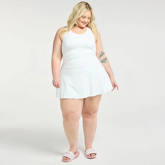 Plus Size FLX High-Waisted Affirmation Skort With Pockets Plum Sherry - Image 3