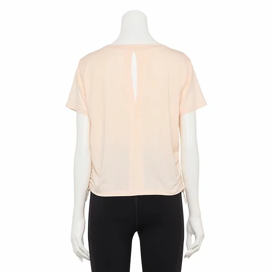 Women's FLX Cinched-Side Keyhole Back Tee Leisure Beige - Image 2