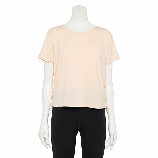 Women's FLX Cinched-Side Keyhole Back Tee Leisure Beige - Image 5