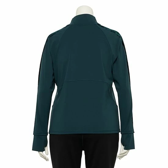 Plus Size FLX Affirmation Velvet-Trim Mockneck Top Mineral Black - Image 2