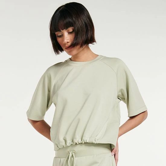 Women's FLX Banded-Bottom Crewneck Crop Top Mint Crackle - Image 4