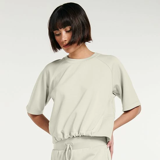 Women's FLX Banded-Bottom Crewneck Crop Top Mint Crackle - Image 5