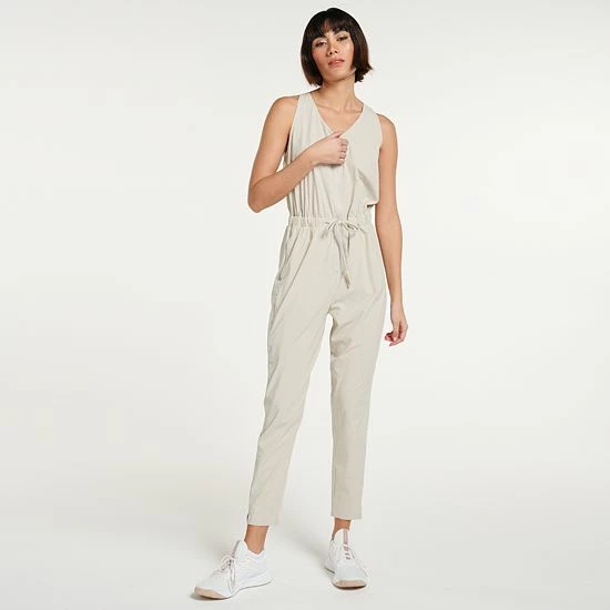 Women's FLX Sleeveless Woven Jumpsuit Sand Trap - Image 3