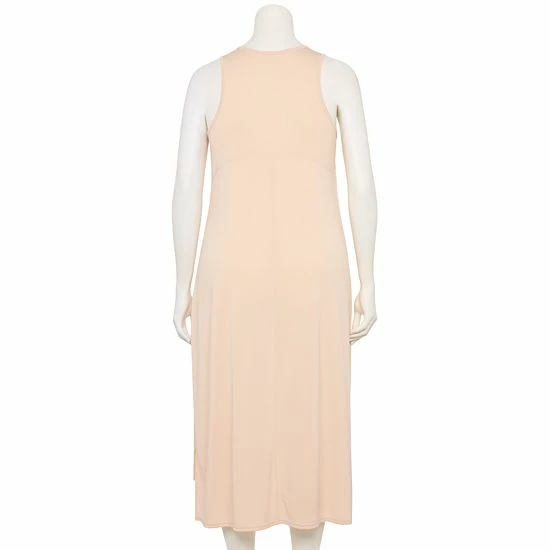 Plus Size FLX Front-Zip High-Low Dress Leisure Beige - Image 2