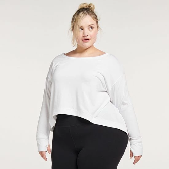 Plus Size FLX Lounge High-Low Top White - Image 3