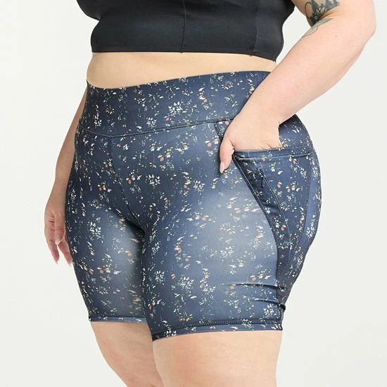 Plus Size FLX Ascent Bike Shorts Cascading Floral - Image 3
