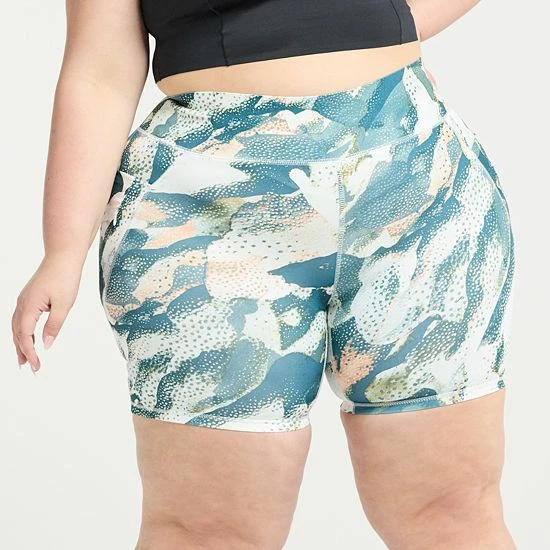 Plus Size FLX Ascent Bike Shorts Cascading Floral - Image 4