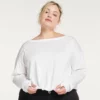 Plus Size FLX Cinched Bungee-Hem Top Modern White