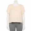 Plus Size FLX Cinched-Side Keyhole Back Tee Leisure Beige