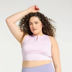 Plus Size FLX Ascent Zip Front Medium-Impact Longline Sports Bra Cascading Floral