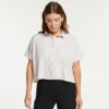 Women's FLX Collared Woven Crop Shirt White