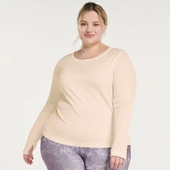 Plus Size FLX Balance Ribbed Crewneck Fitted Tee Lacy Lavendar