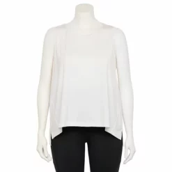 Plus Size FLX Core High-Low Tank Modern White