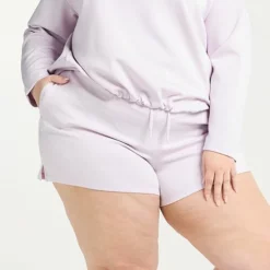Plus Size FLX High-Waisted Lounge Shorts Grape Fondant