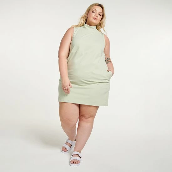 Plus Size FLX Affirmation Mockneck Sleeveless Dress Mint Crinkle - Image 3