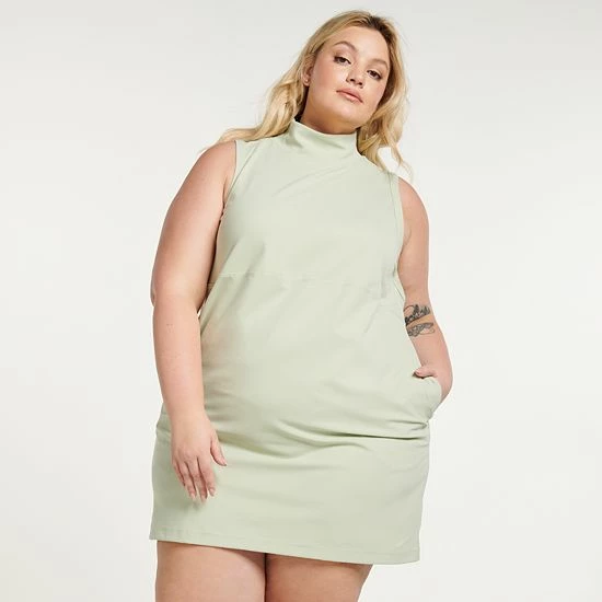 Plus Size FLX Affirmation Mockneck Sleeveless Dress Mint Crinkle - Image 4